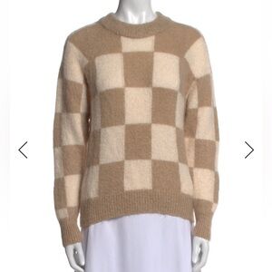 Sandro Mohair Brown and Cream Checker Pullover